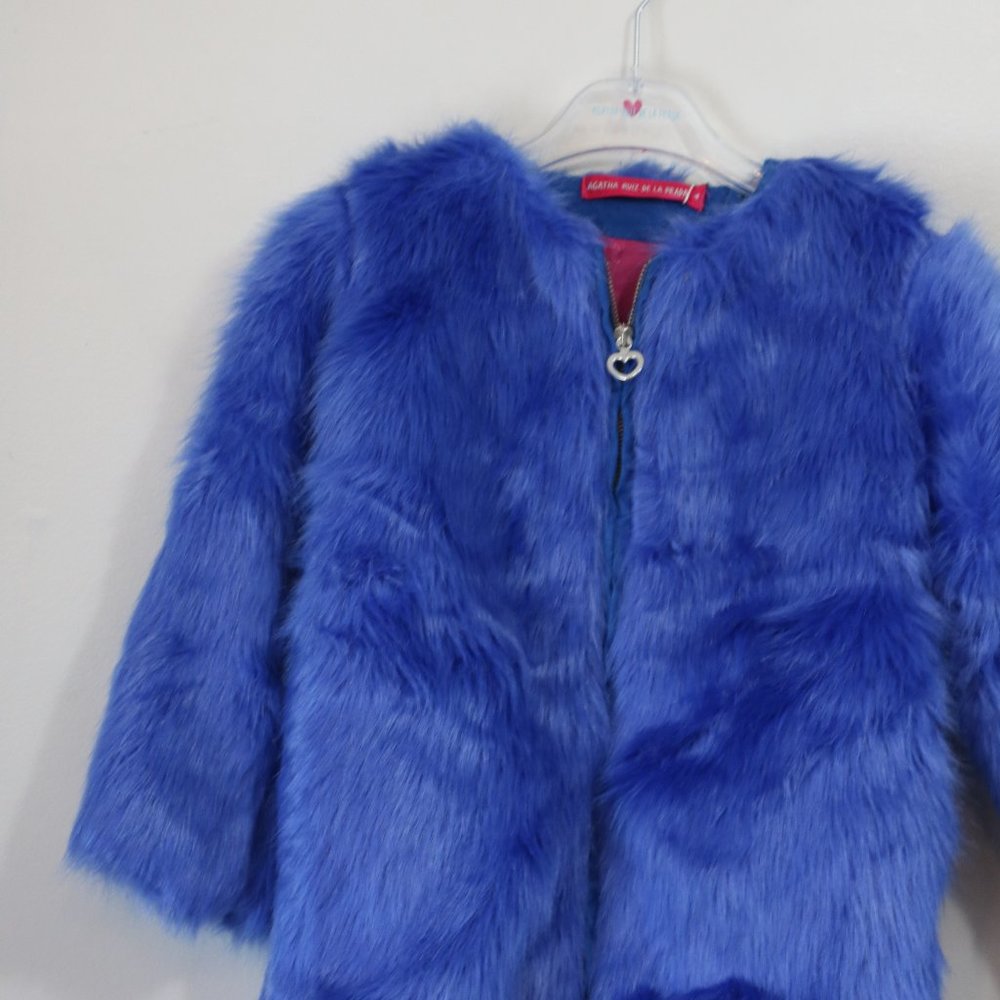 Agatha Ruiz De La Prada blue fur jacket NWT